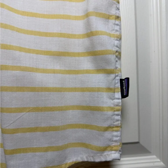 Patagonia Men's Yellow and White Striped Button Down Shirt - Picture 3 of 6